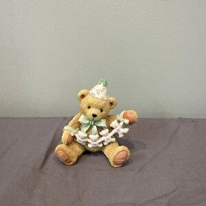 Cherished Teddies Beige Teddy with Pastel Pink & Green Accents